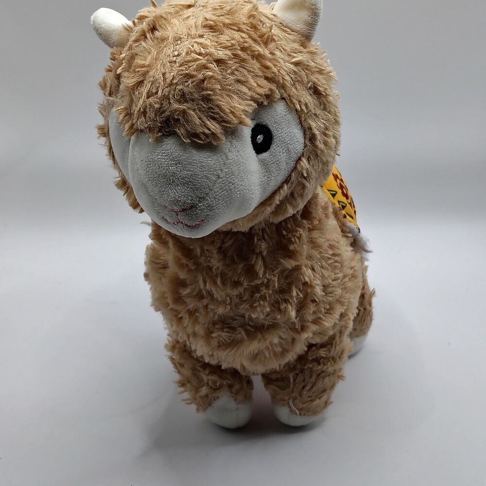 Kellytoy Llama Alpaca Plush - Cream White with Orange Woven Saddle Blanket Stuff